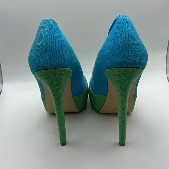 Penny Loves Kenny High Heels Stilettos Pumps Shoes Green Blue Womens 7.5 M - Picture 4 of 16